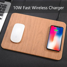 Load image into Gallery viewer, Leather Wood Wireless Charging Mouse Pad
