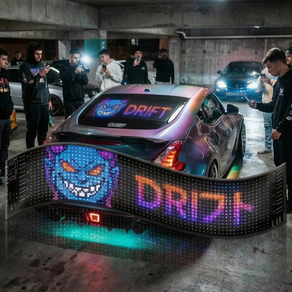 A Smart LED Pixel Panel with Bluetooth displays a digital 