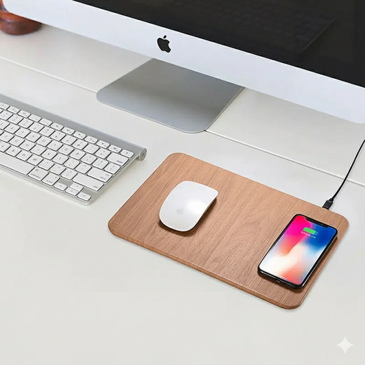Leather Wood Wireless Charging Mouse Pad