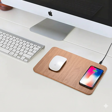 Load image into Gallery viewer, Leather Wood Wireless Charging Mouse Pad
