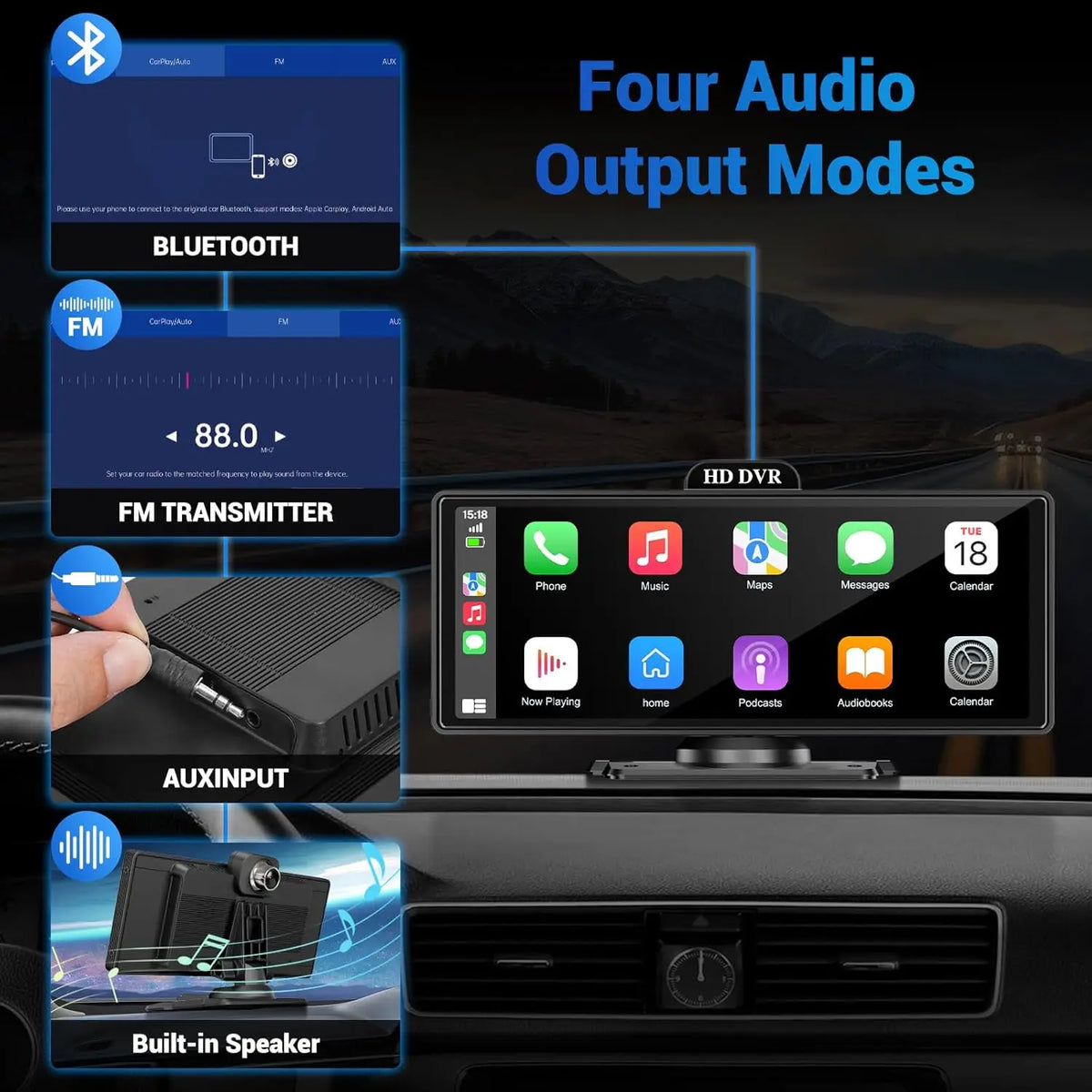 The DriveHub™ 4K CarPlay & Dash Cam Display