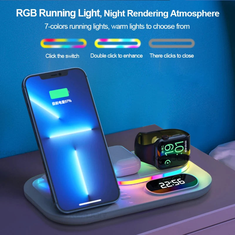 The Ultimate 4-in-1 RGB Wireless Charger Stand