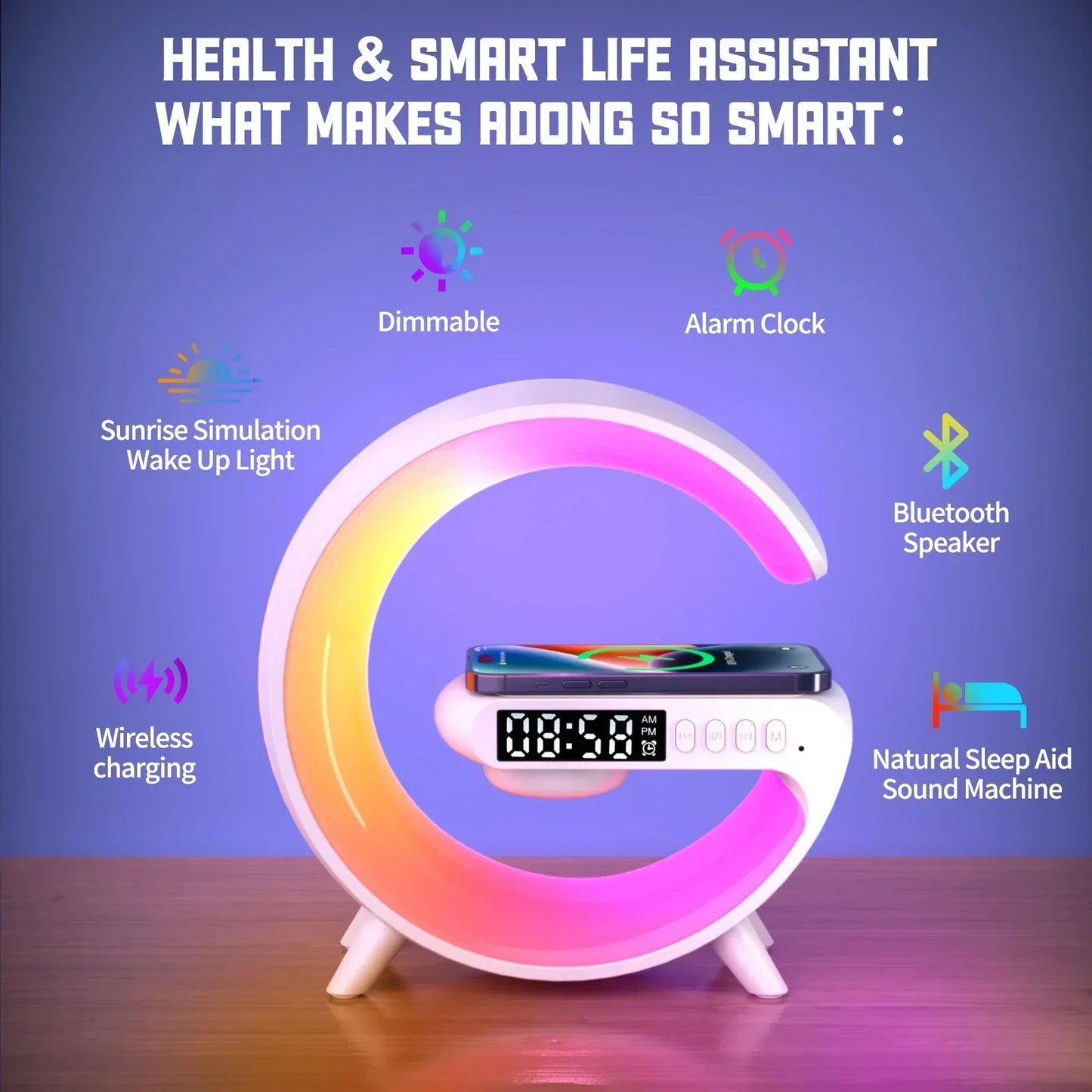 GlowDock Pro™ 5-in-1 Smart Bedside Charger