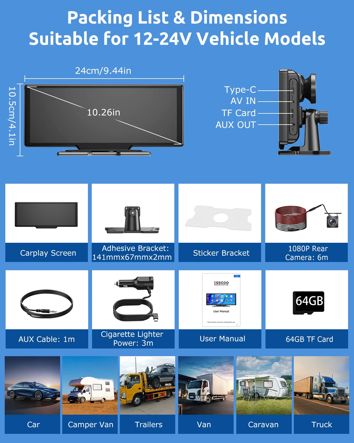 The DriveHub™ 4K CarPlay & Dash Cam Display