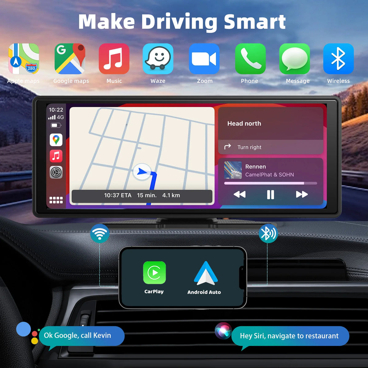 DriveHub Pro™ 4K CarPlay Dash Display