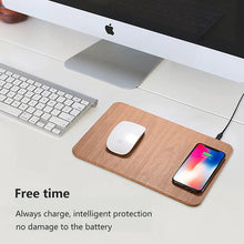 Load image into Gallery viewer, Leather Wood Wireless Charging Mouse Pad
