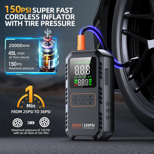 RoadReady Pro™ 4-in-1 Jump Starter & Tire Inflator