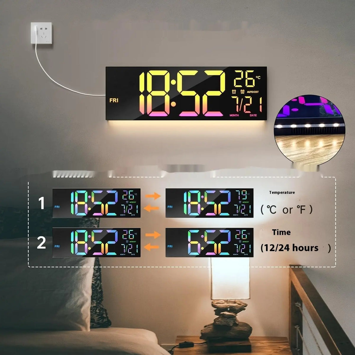 DeskCommand™ Large Display LED Clock