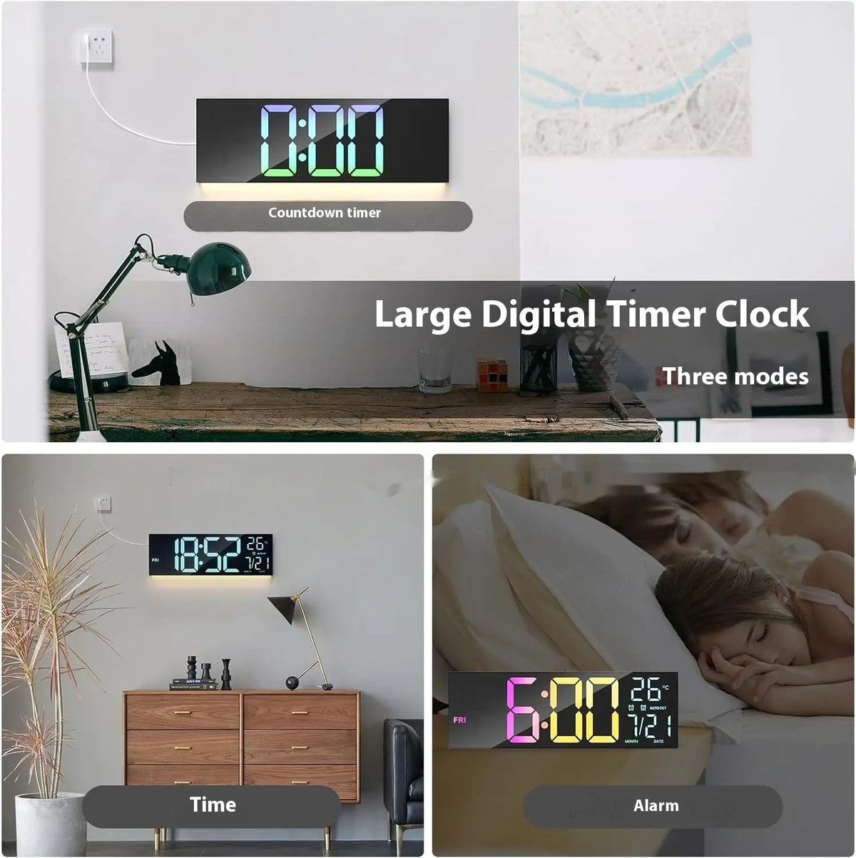 DeskCommand™ Large Display LED Clock