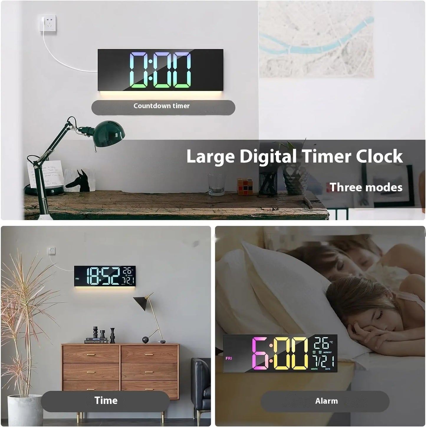 DeskCommand™ Large Display LED Clock